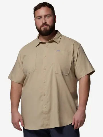 Рубашка с коротким рукавом мужская Columbia Silver Ridge Utility II SS, Plus Size, Бежевый
