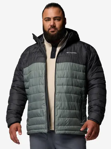 Пуховик мужской Columbia Powder Lite II Hooded Jacket, Plus Size, Серый