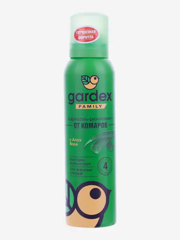 Аэрозоль-репеллент от комаров Gardex Family, 150 мл, Зеленый