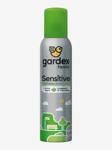 Аэрозоль от комаров Gardex Family Sensitive, 150 мл, Зеленый